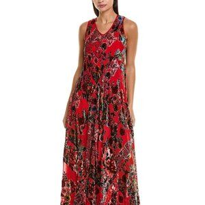 Johnny Was Women’s Bias Burnout Velvet Silk-Blend Maxi Dress -Bobcat Forest XS